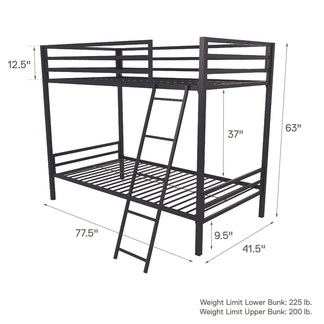 Twin size metal bunk bed -  Navy 