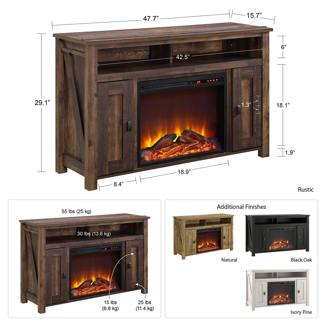 Fireplace TV Console for Medium Sized TVs -  Rustic