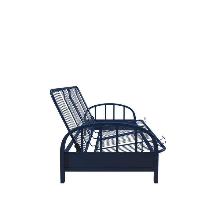 Full Size Futon with Metal Frame -  Blue