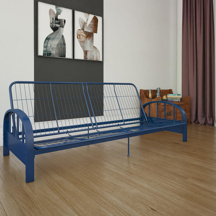 Full Size Futon Frame with Reclining Positions -  Blue