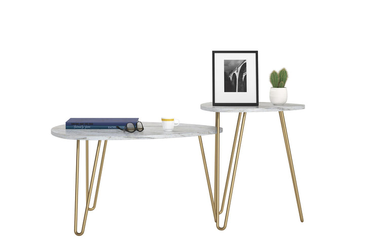 Athena Nesting Tables - White marble