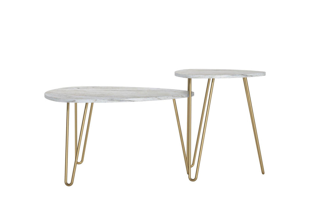 Functional and stylish Athena nested tables -  White marble
