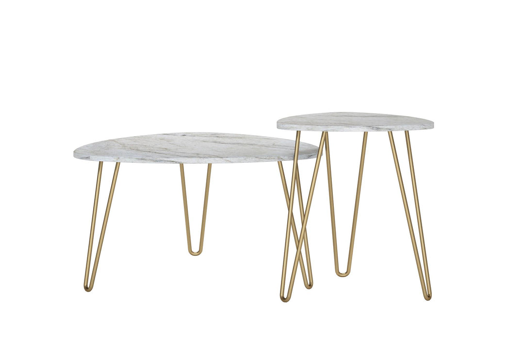 Athena Nesting Tables - White marble
