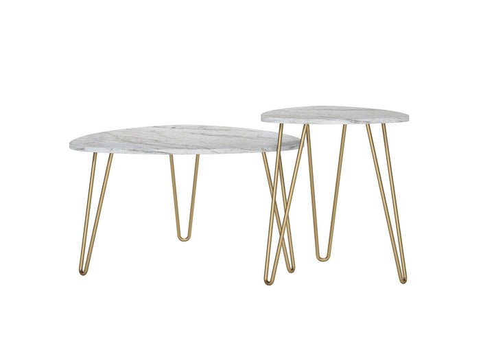 Athena Nesting Tables - White marble