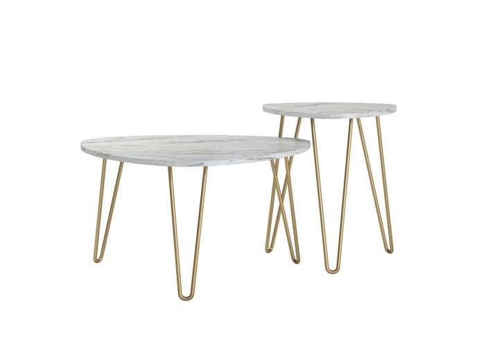 Athena Nesting Tables - White marble