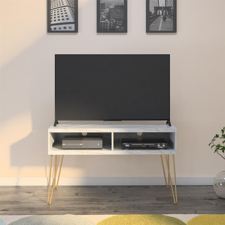 Athena TV Stand for TVs up to 42 Inches - White marble