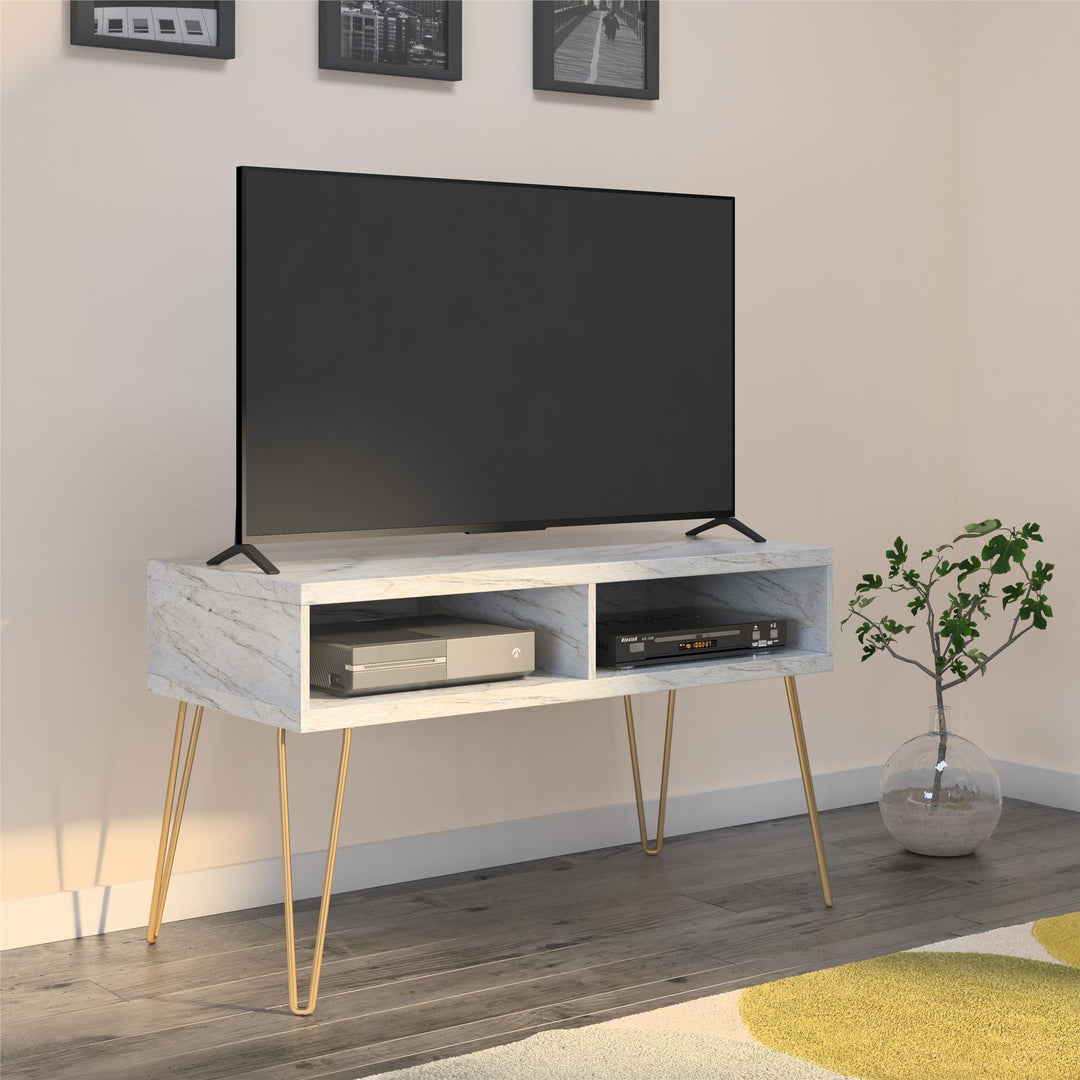 Athena TV Stand for TVs up to 42 Inches - White marble