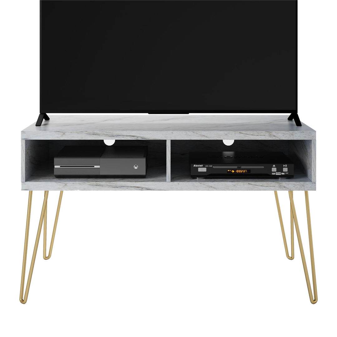 Athena TV Stand for TVs up to 42 Inches - White marble