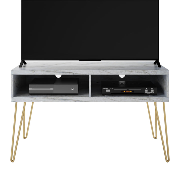 Athena TV Stand for TVs up to 42 Inches - White marble