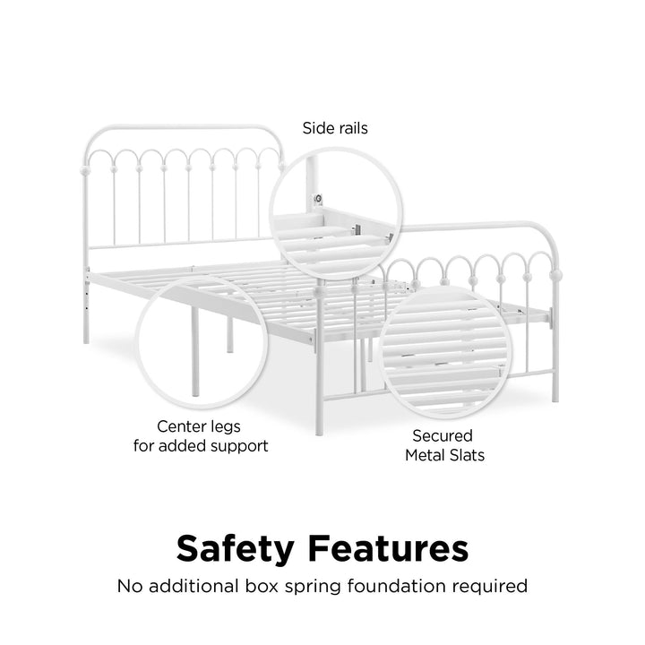 Bright Pop Bedroom Furniture Metal Bed -  White 