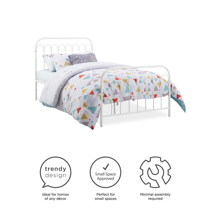 Modern Design Metal Bed for Stylish Bedroom -  White 