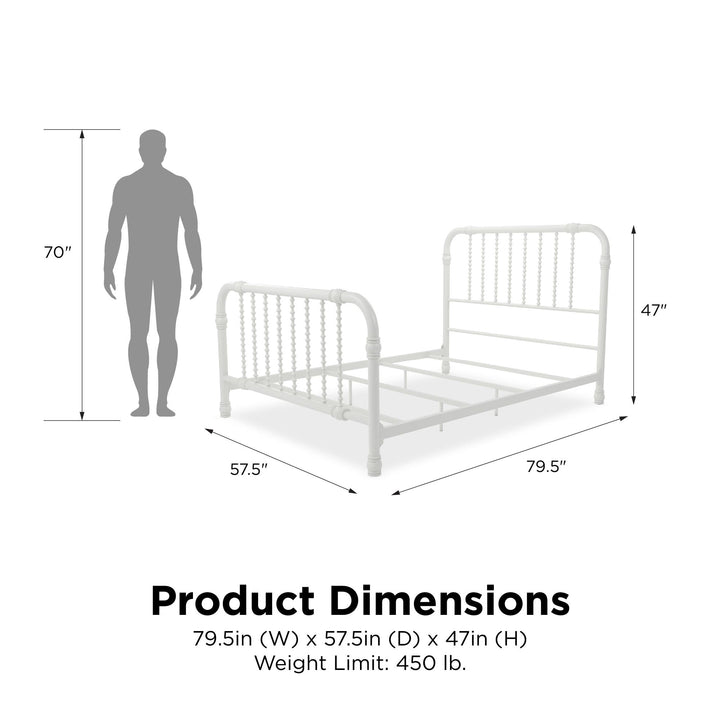 Monarch Hill Wren Metal Bed with Curved Scrollwork Design - White - Full