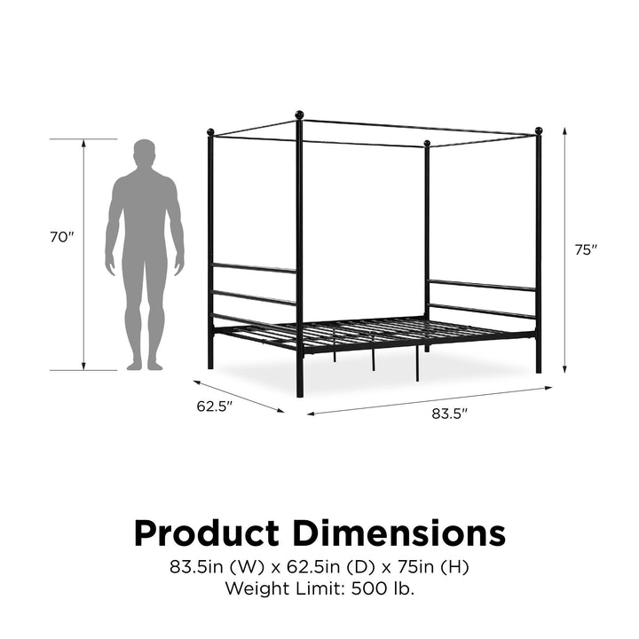 canopy bed metal - Black - Queen