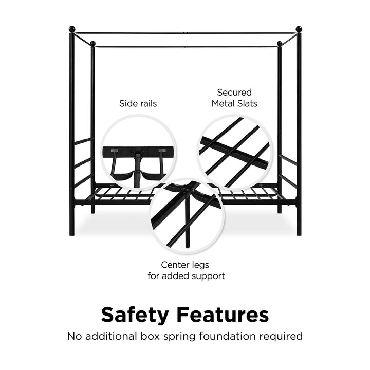 Metal canopy bed - Black - Full