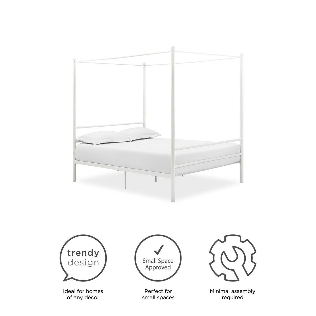 modern metal canopy bed - White - Full