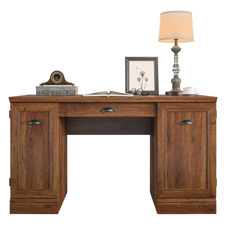 Modern Delaney computer desk with document storage -  Cherry Oak -N/A
