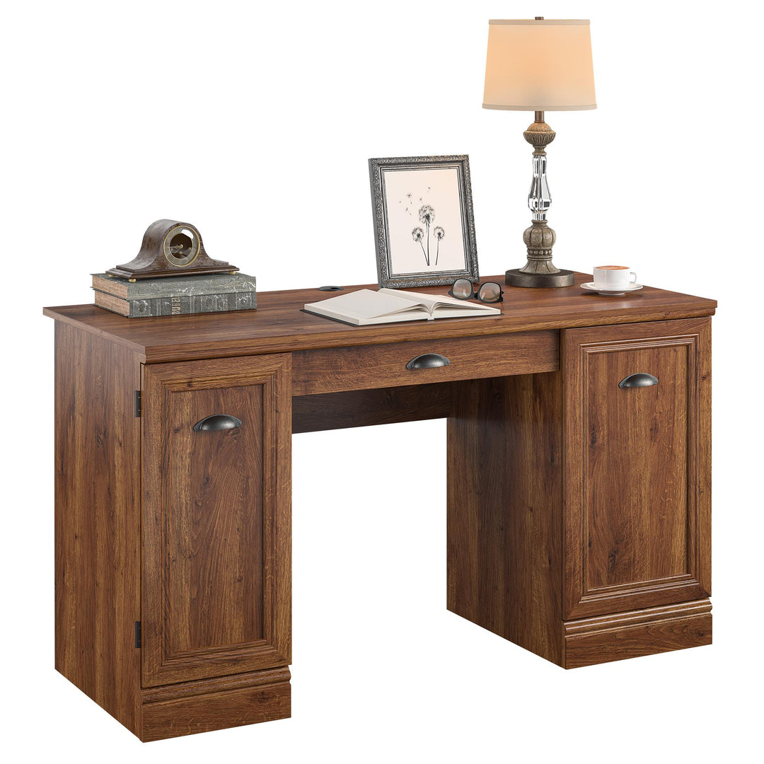 Efficient workspace solution: Delaney double pedestal desk -  Cherry Oak -N/A