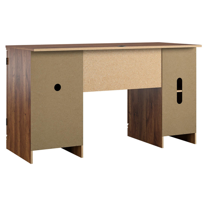 Sturdy dual pedestal computer desk by Delaney -  Cherry Oak -N/A