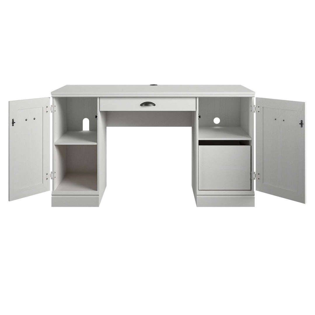 Sturdy dual pedestal computer desk by Delaney -  White - N/A