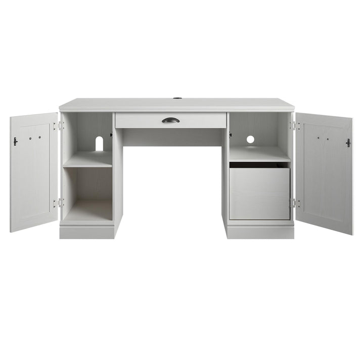 Sturdy dual pedestal computer desk by Delaney -  White - N/A