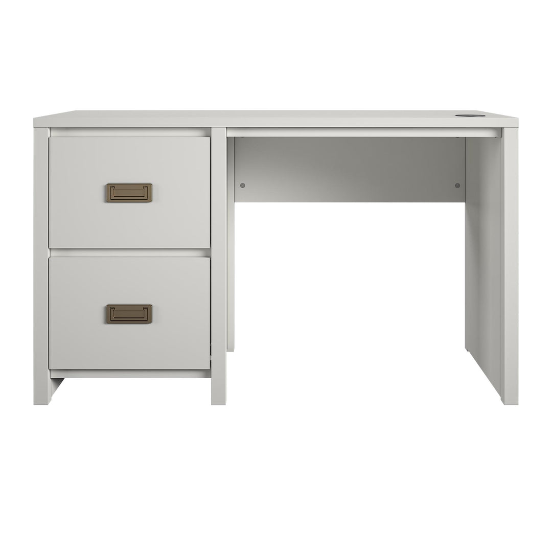 Monarch Hill Haven Single Pedestal Desk with Gold Drawer Pulls  -  White