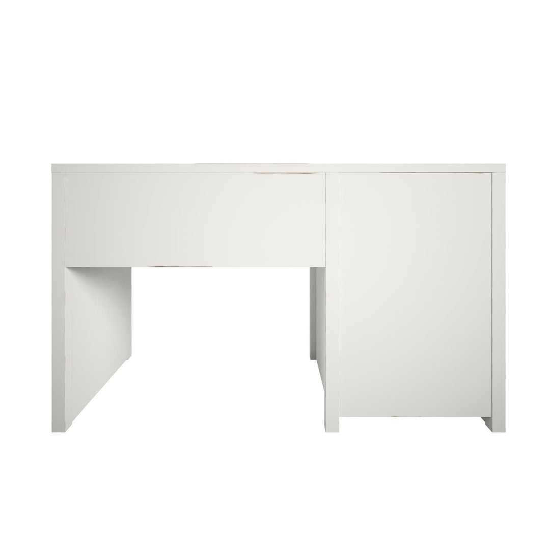 Spacious desk with gold drawer pulls -  White