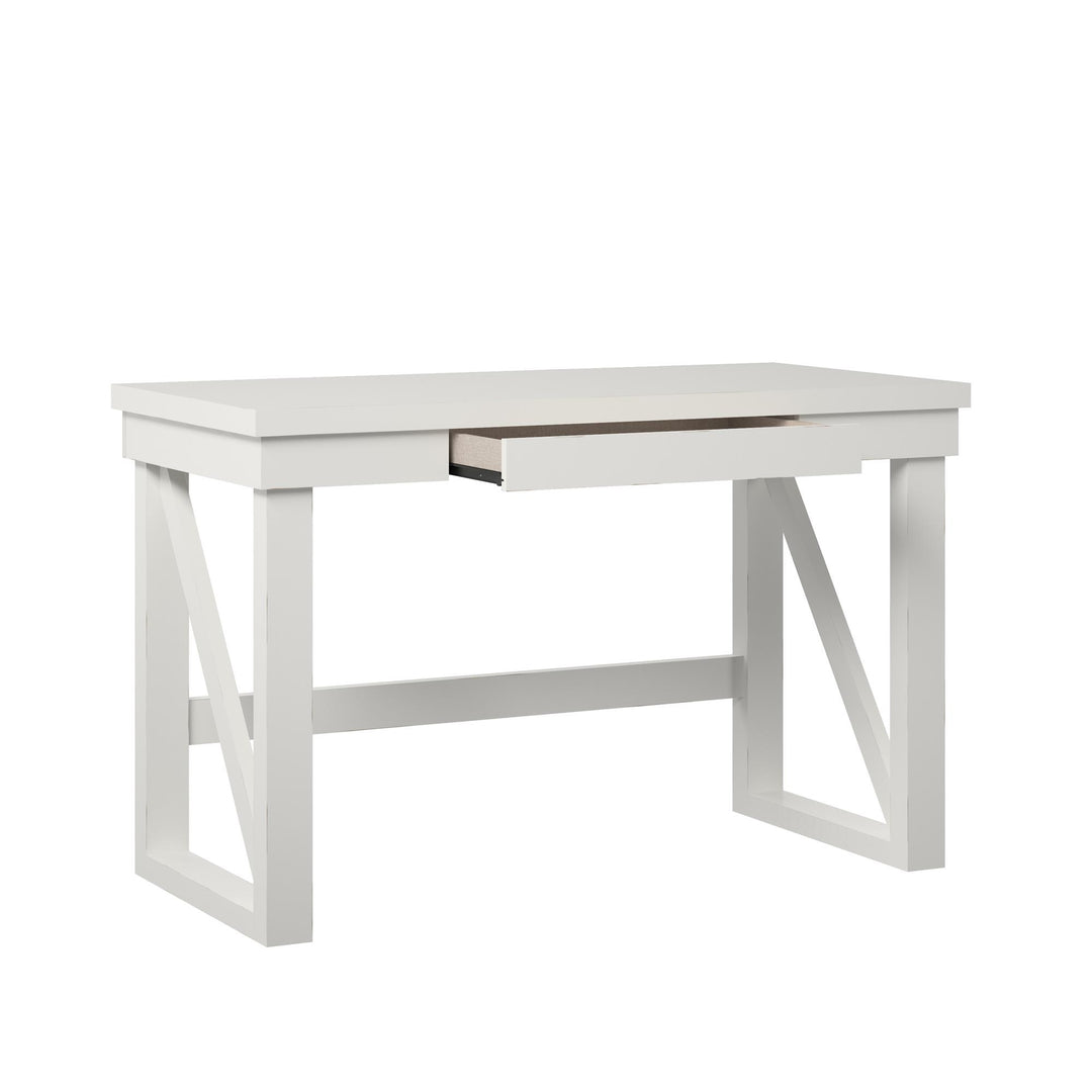 Compact computer desk by Crestwood with drawer -  White