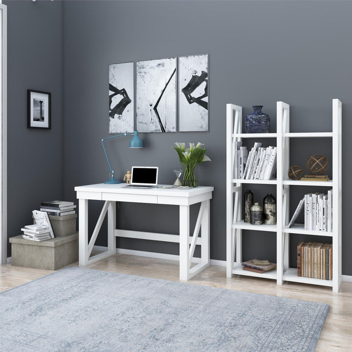 Crestwood desk for computers with additional storage -  White