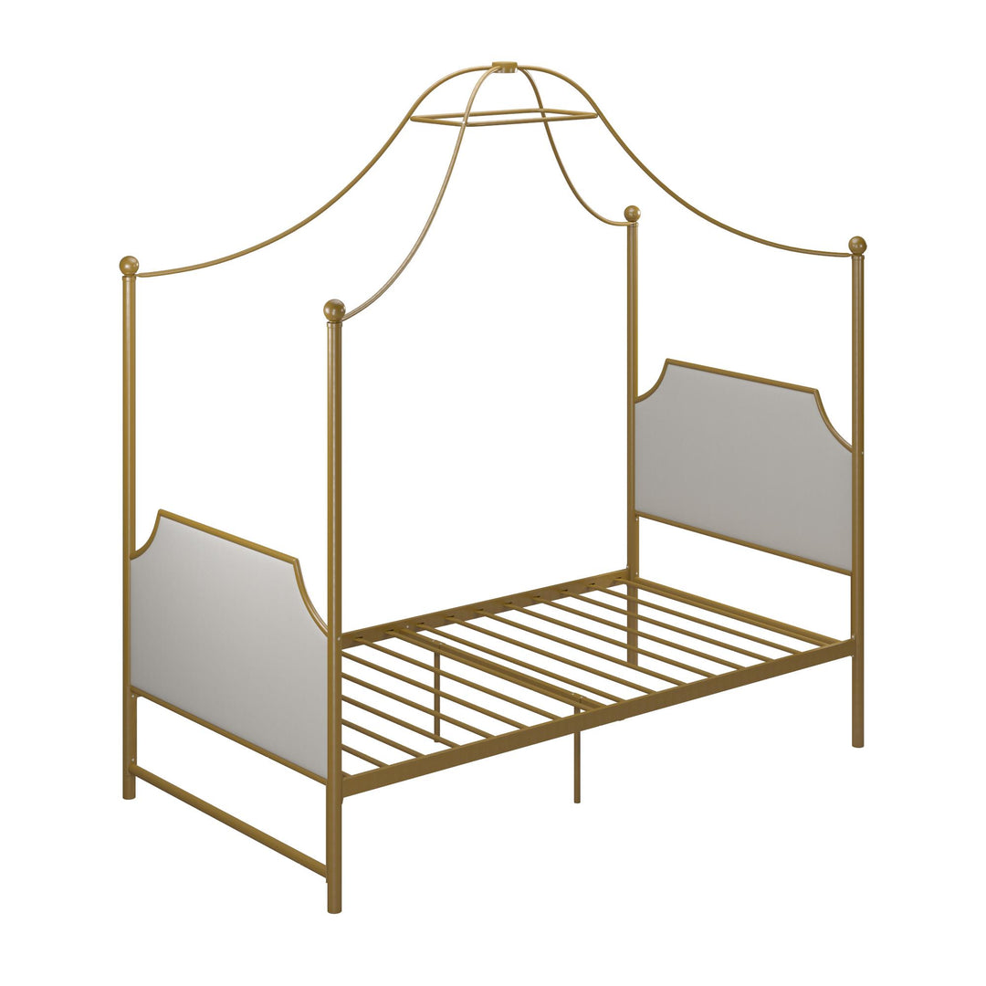 Monarch Hill Clementine Canopy Bed with Linen Headboard and Footboard - Gold - Twin