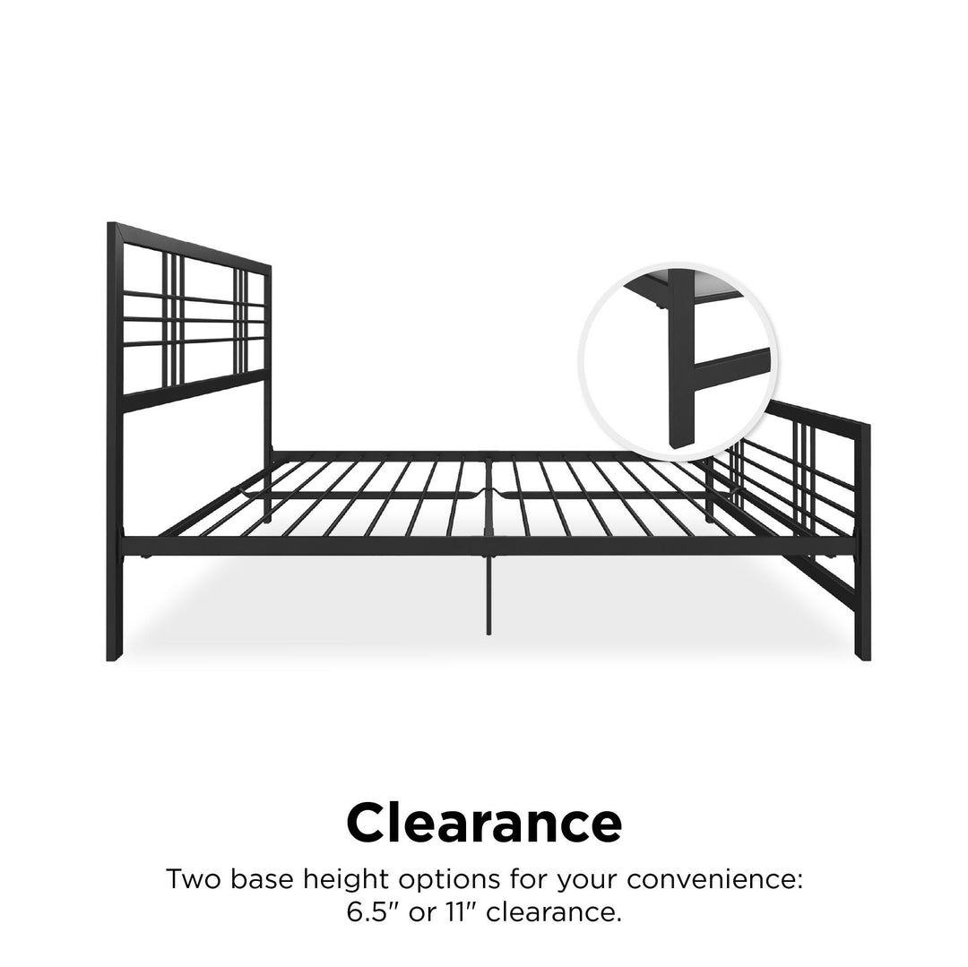Burbank Metal Frame Bed with Adjustable Heights for Under Bed Storage - Black - Full