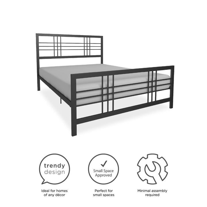 Burbank Metal Frame Bed with Adjustable Heights for Under Bed Storage - Black - Full