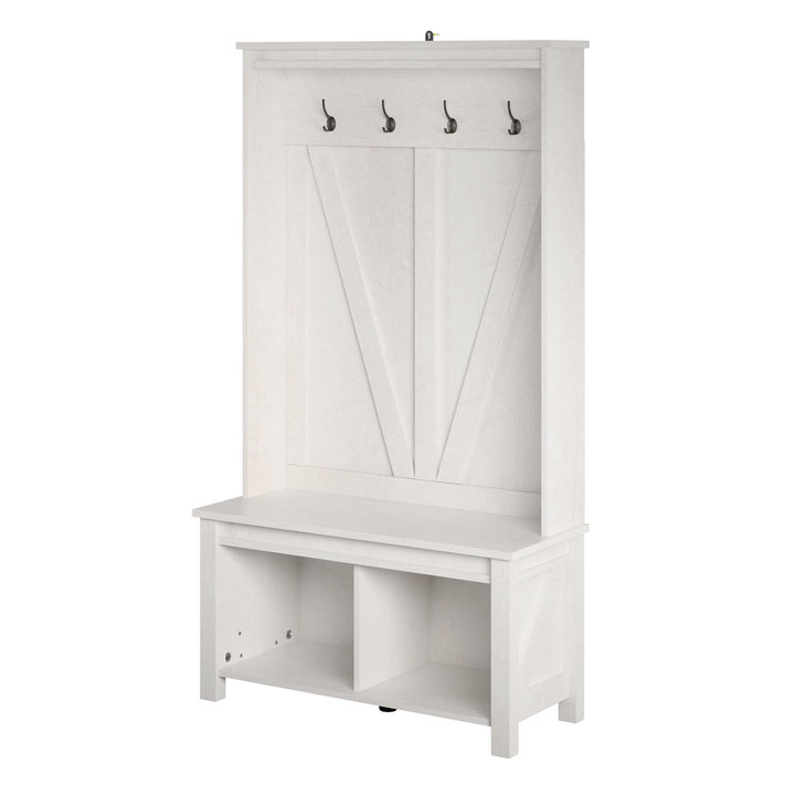 Welcome home with Farmington's rustic hall tree bench -  Ivory Oak