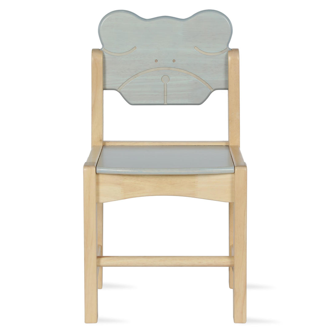 Solid Wood Two Tone Bear Chairs for Kids, Set of 2 - Natural