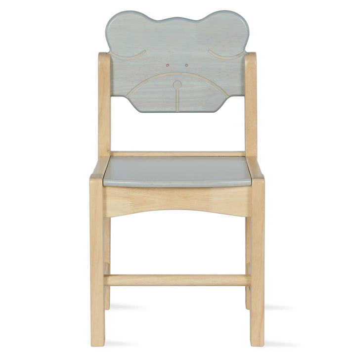 Solid Wood Two Tone Bear Chairs for Kids, Set of 2 - Natural