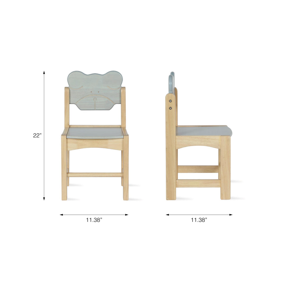 Solid Wood Two Tone Bear Chairs for Kids, Set of 2 - Natural