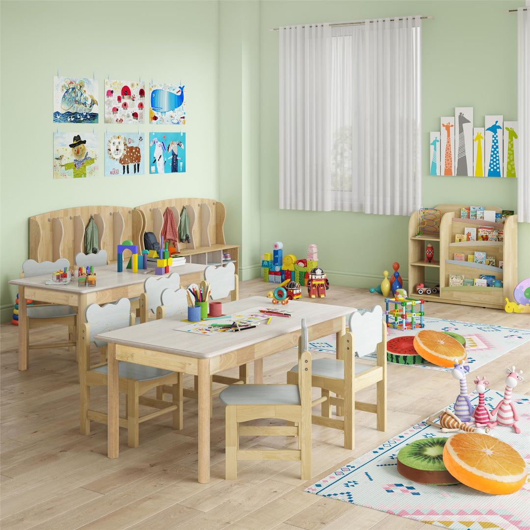 Solid Wood Two Tone Bear Chairs for Kids, Set of 2 - Natural