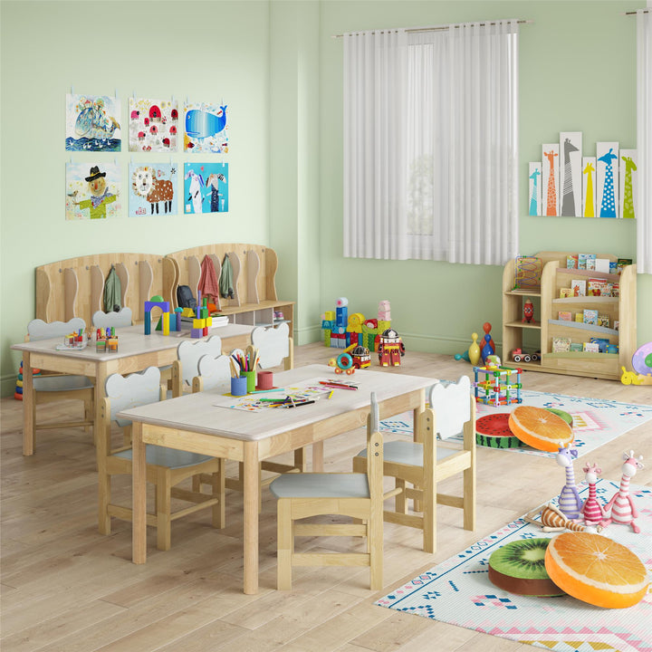 Solid Wood Two Tone Bear Chairs for Kids, Set of 2 - Natural