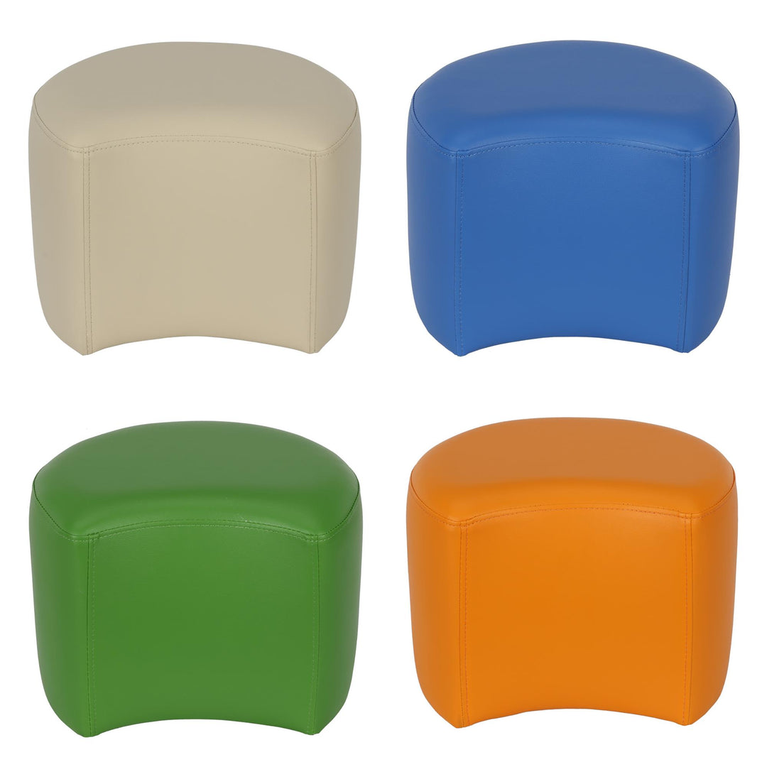 Kids crescent ottoman set for playrooms -  Orange