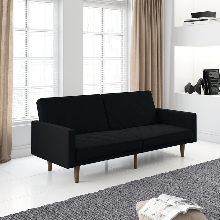 solid wood legs futon - Black