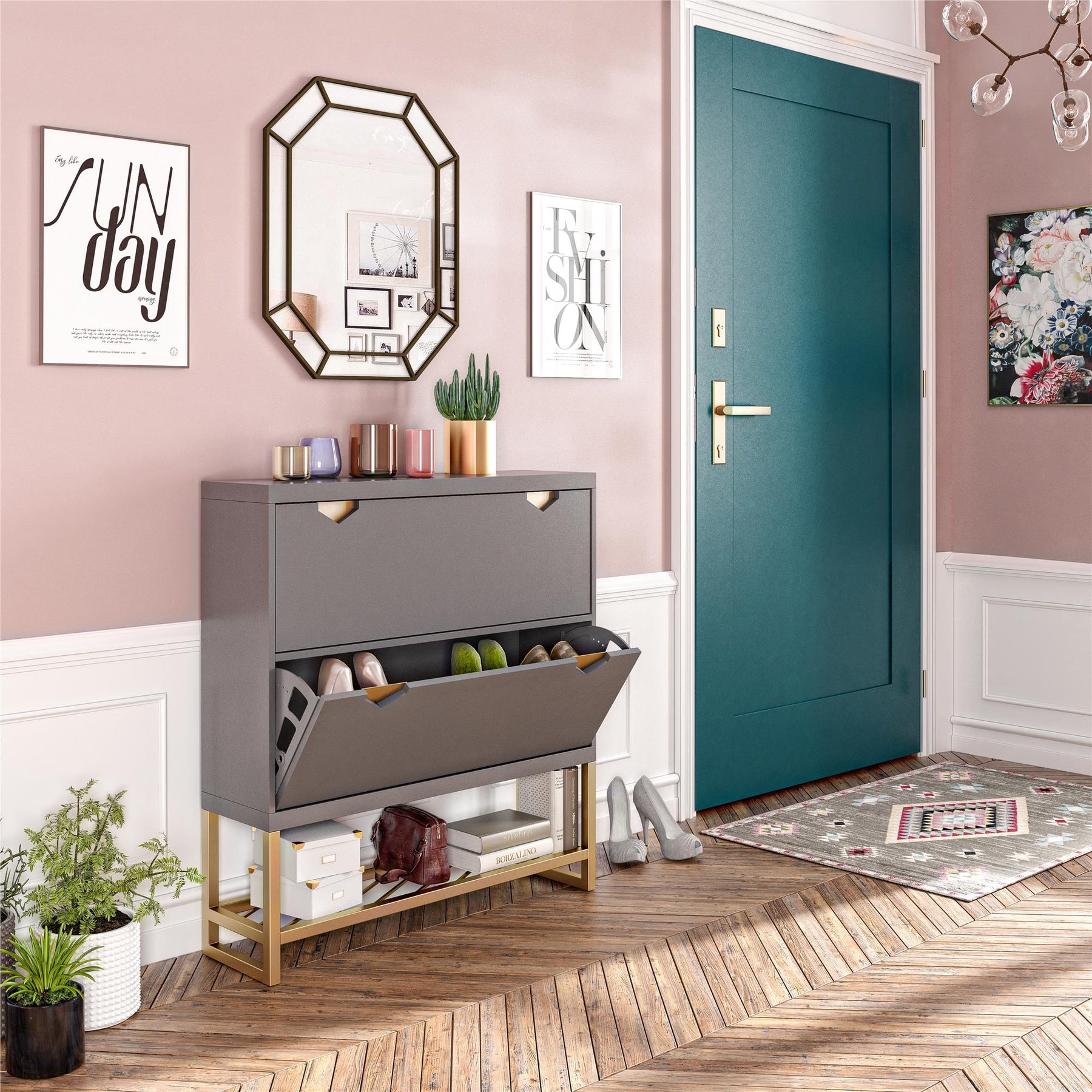 Cosmoliving by cosmopolitan brielle hot sale entryway shoe storage cabinet