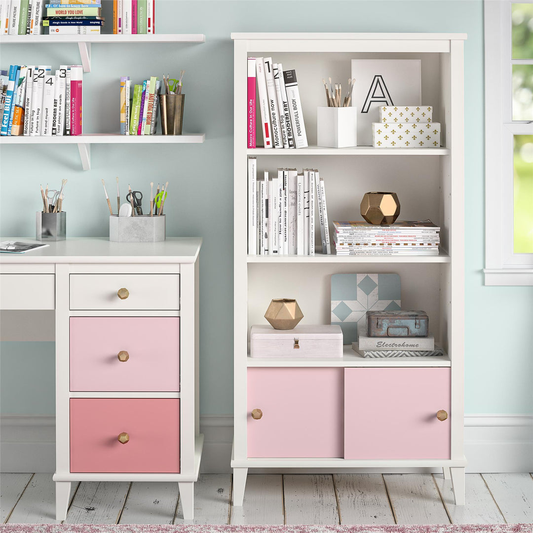 Monarch Hill Poppy Kids’ Bookcase with 2 Sets of Knobs  -  Pink