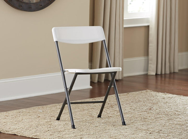 Resin Folding Chair with Steel Frame and Molded Seat and Back, Set of 4 - White/Speckle Pewter - 4-Pack