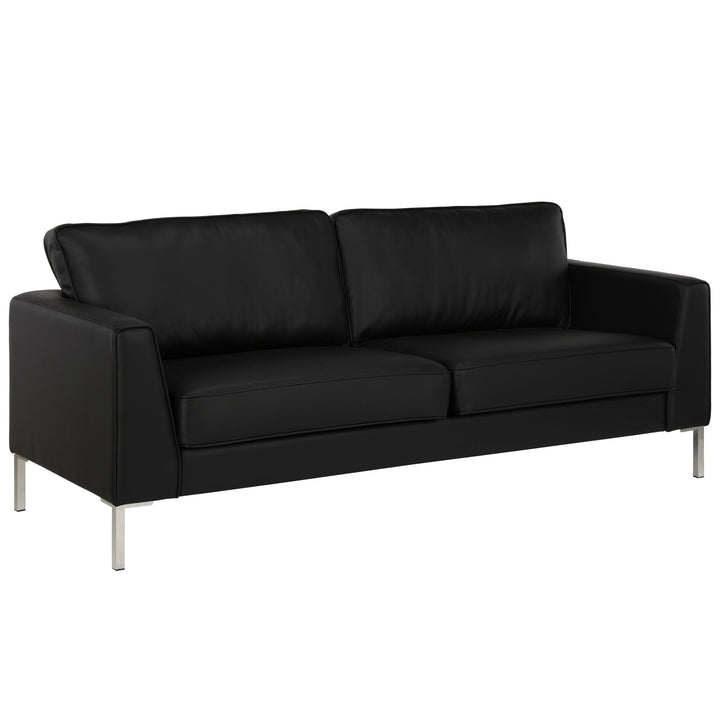 Monroe Faux Leather Sofa with Stainless Steel Legs - Black