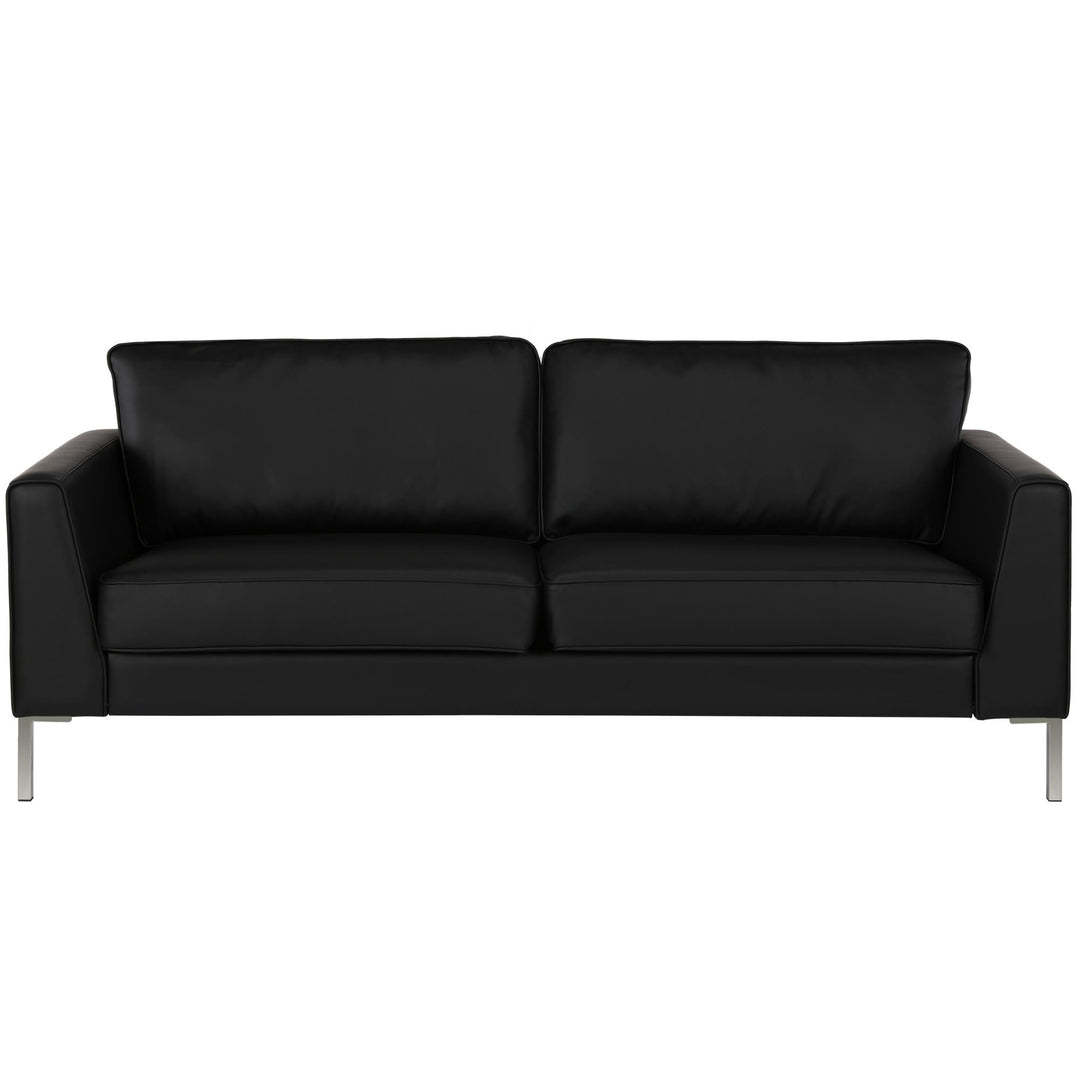 Monroe Faux Leather Sofa with Stainless Steel Legs - Black