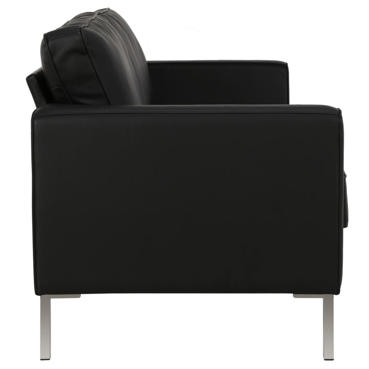 Monroe Faux Leather Sofa with Stainless Steel Legs - Black