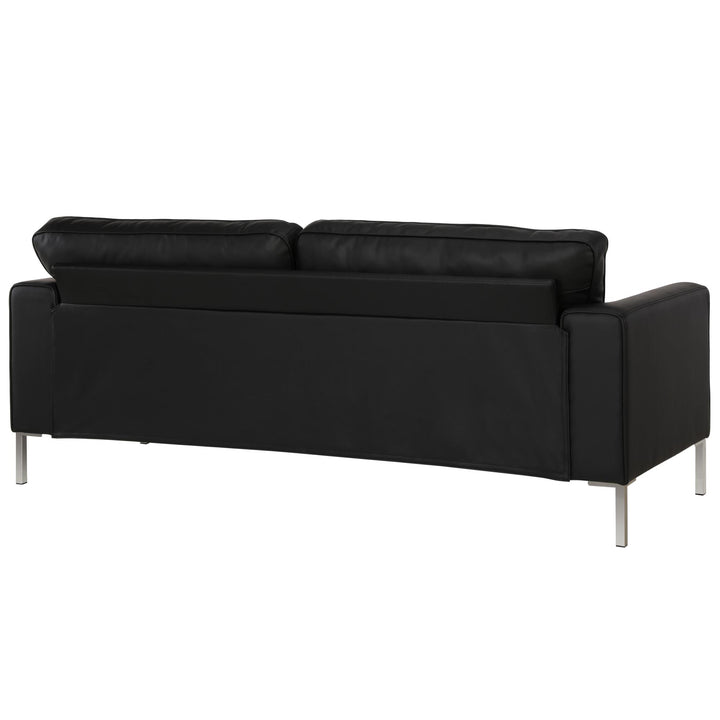 Monroe Faux Leather Sofa with Stainless Steel Legs - Black