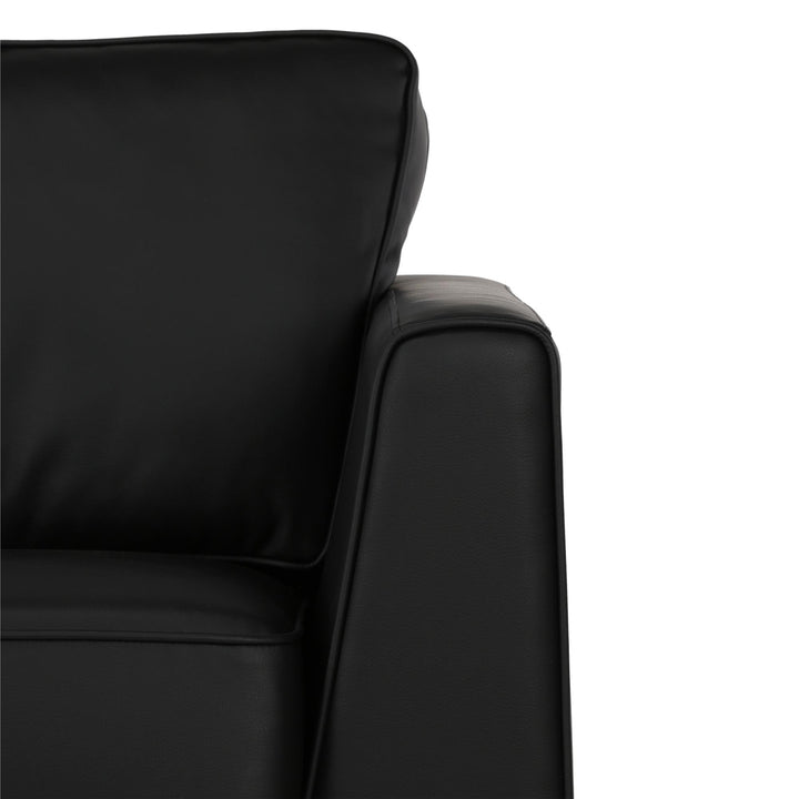 Monroe Faux Leather Sofa with Stainless Steel Legs - Black