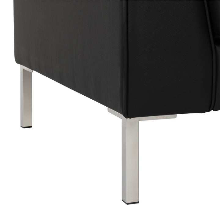 Monroe Faux Leather Sofa with Stainless Steel Legs - Black