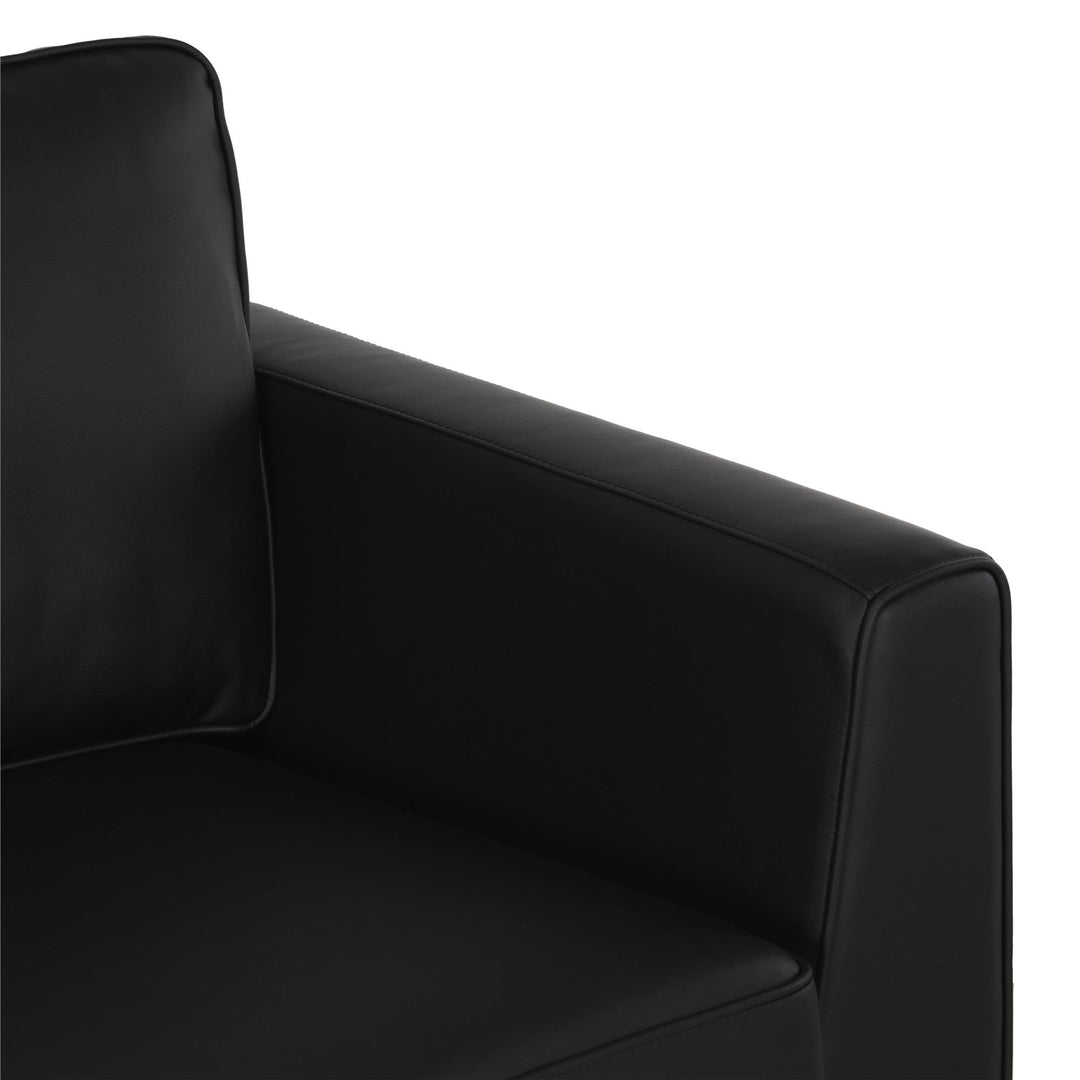 Monroe Faux Leather Sofa with Stainless Steel Legs - Black