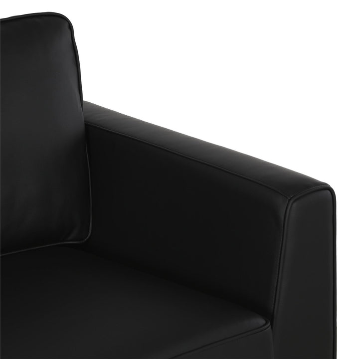 Monroe Faux Leather Sofa with Stainless Steel Legs - Black